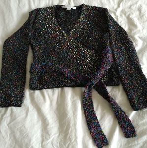 Diane von Furstenberg beaded chunky wrap sweater